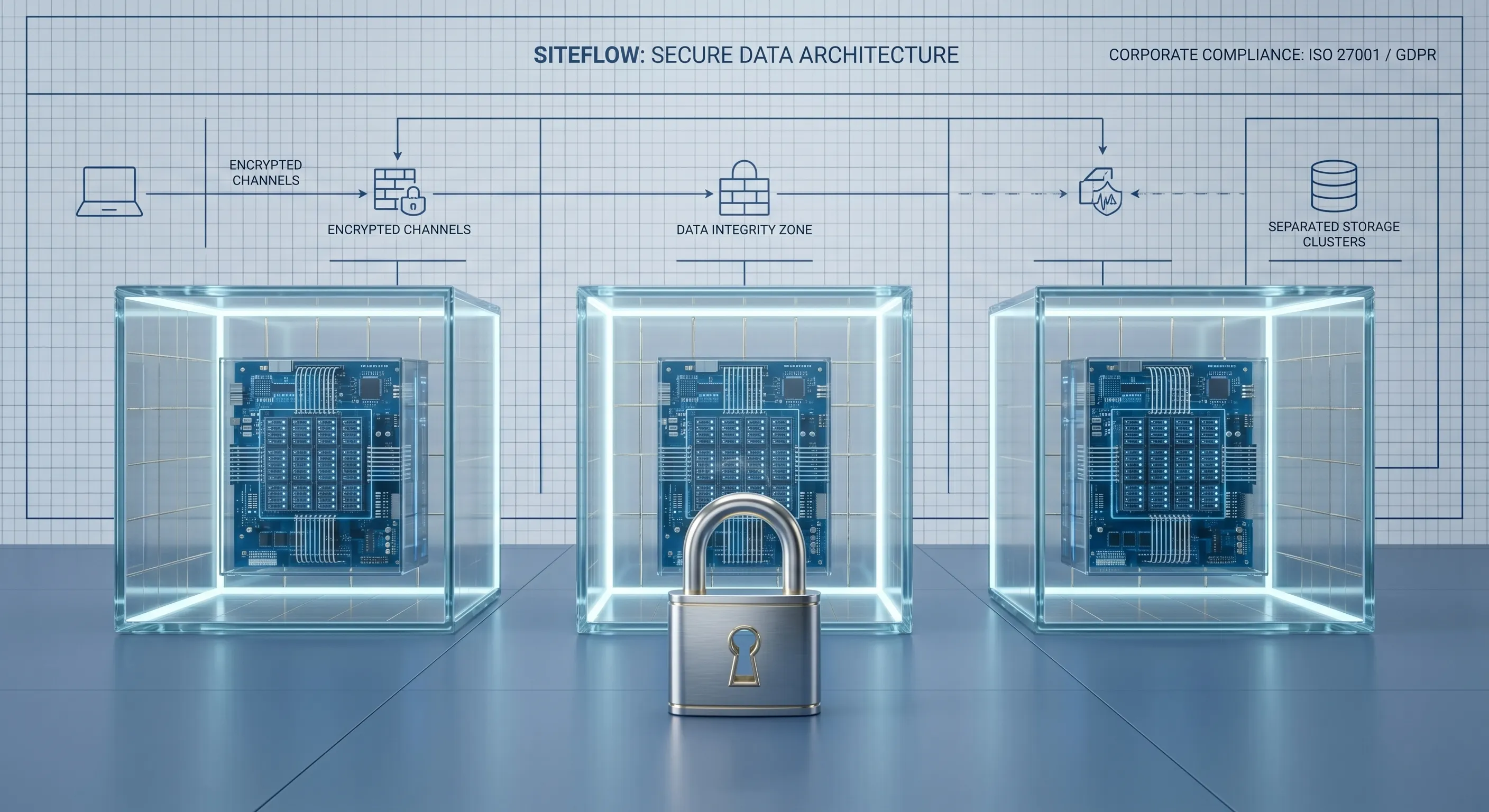 Secure architectural data glass cubes isolating data infrastructure